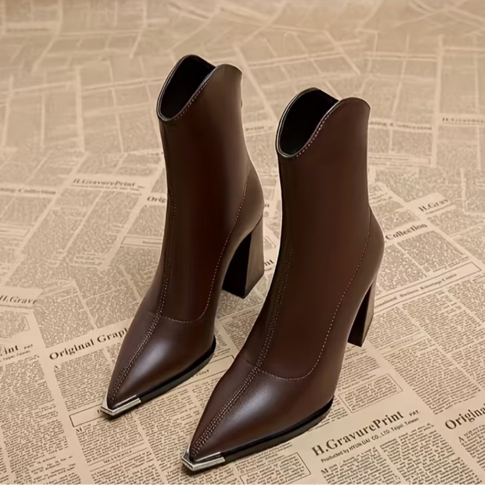 Brown Pointed Toe High Heels